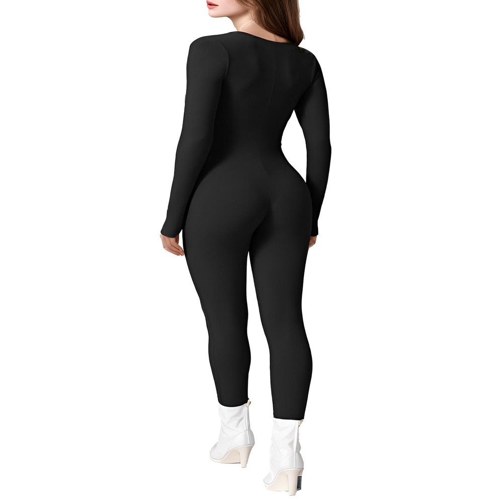 Women Yoga Jumpsuits Workout Long Sleeve Sport Jumpsuits Full Length Bodycon Leggings